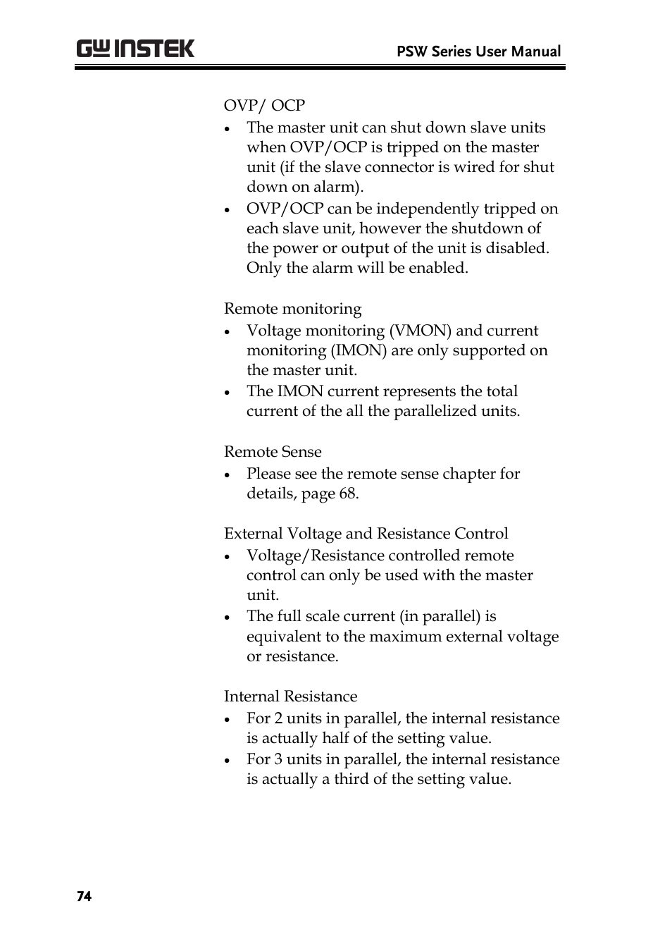 GW Instek PSW-Series User Manual User Manual | Page 74 / 184