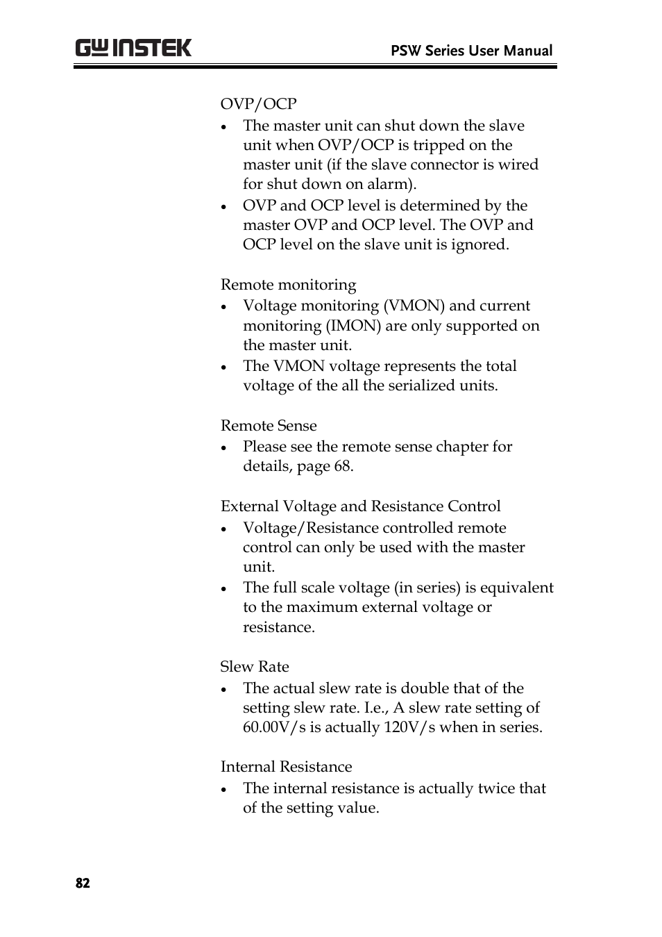 GW Instek PSW-Series User Manual User Manual | Page 82 / 184