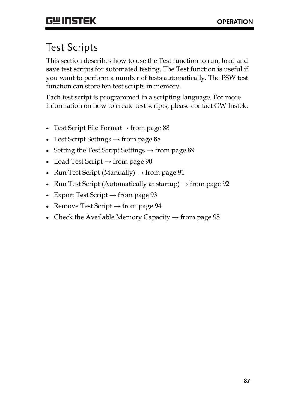 Test scripts | GW Instek PSW-Series User Manual User Manual | Page 87 / 184