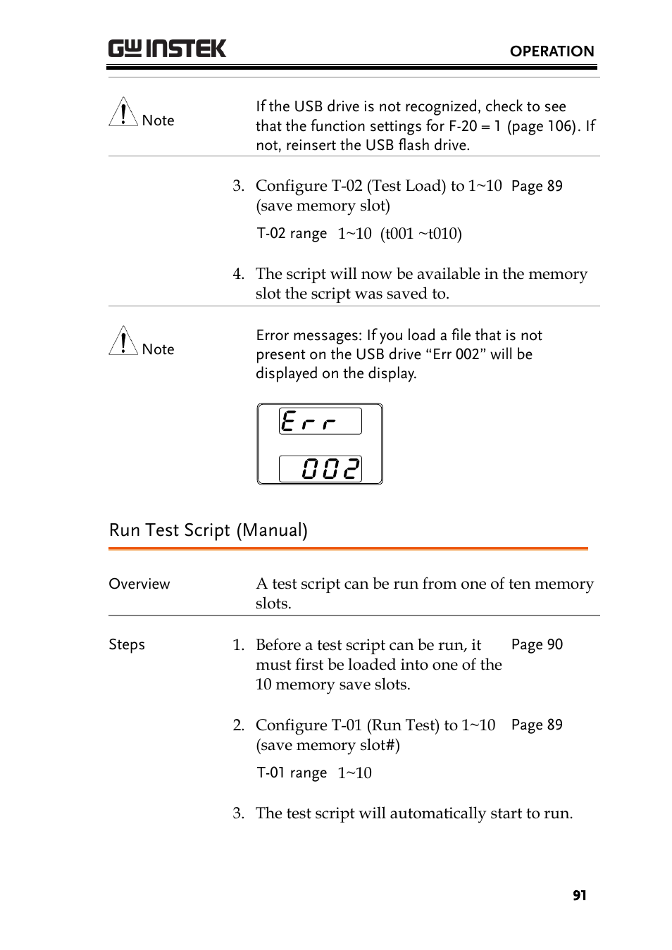 Run test script (manual), Ge 91 | GW Instek PSW-Series User Manual User Manual | Page 91 / 184