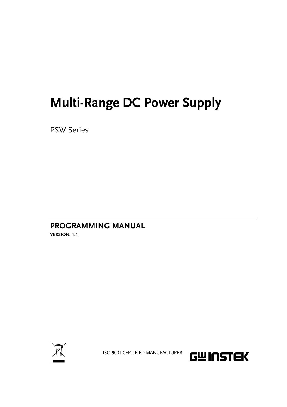 GW Instek PSW-Series Programming & Command manual User Manual | 118 pages