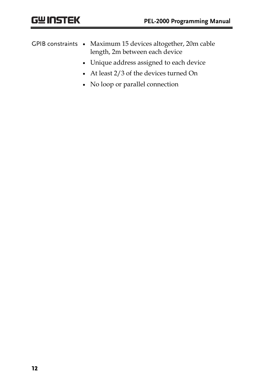 GW Instek PEL-2000 Series Programming User Manual User Manual | Page 12 / 170