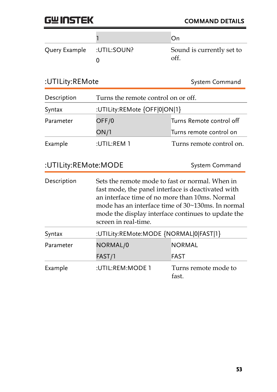 Utility:remote, Utility:remote:mode | GW Instek PEL-2000 Series Programming User Manual User Manual | Page 53 / 170