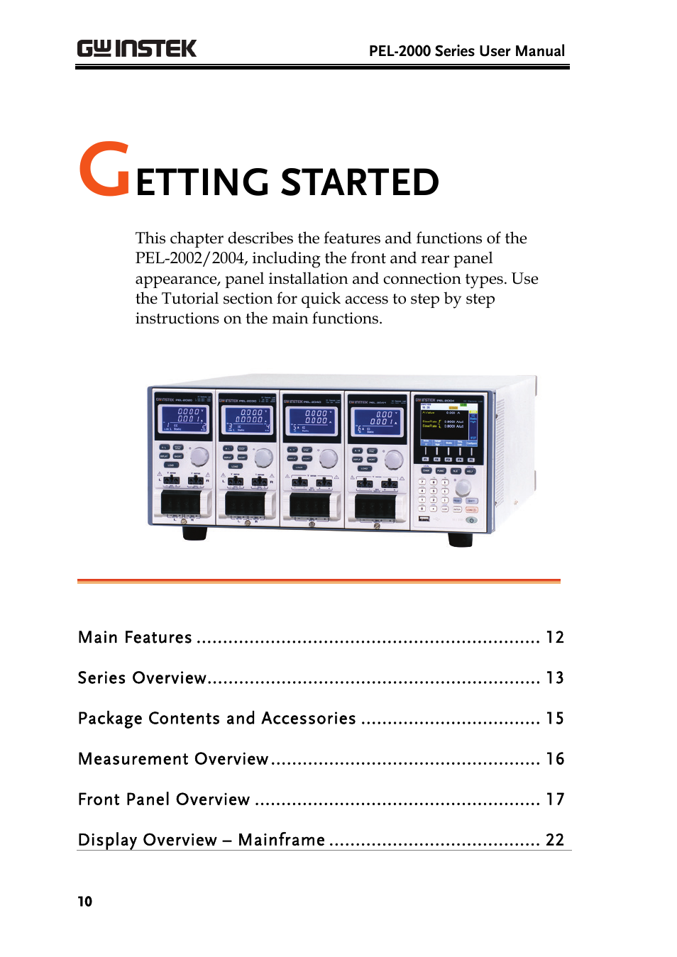 Etting started | GW Instek PEL-2000 Series User Manual User Manual | Page 10 / 268