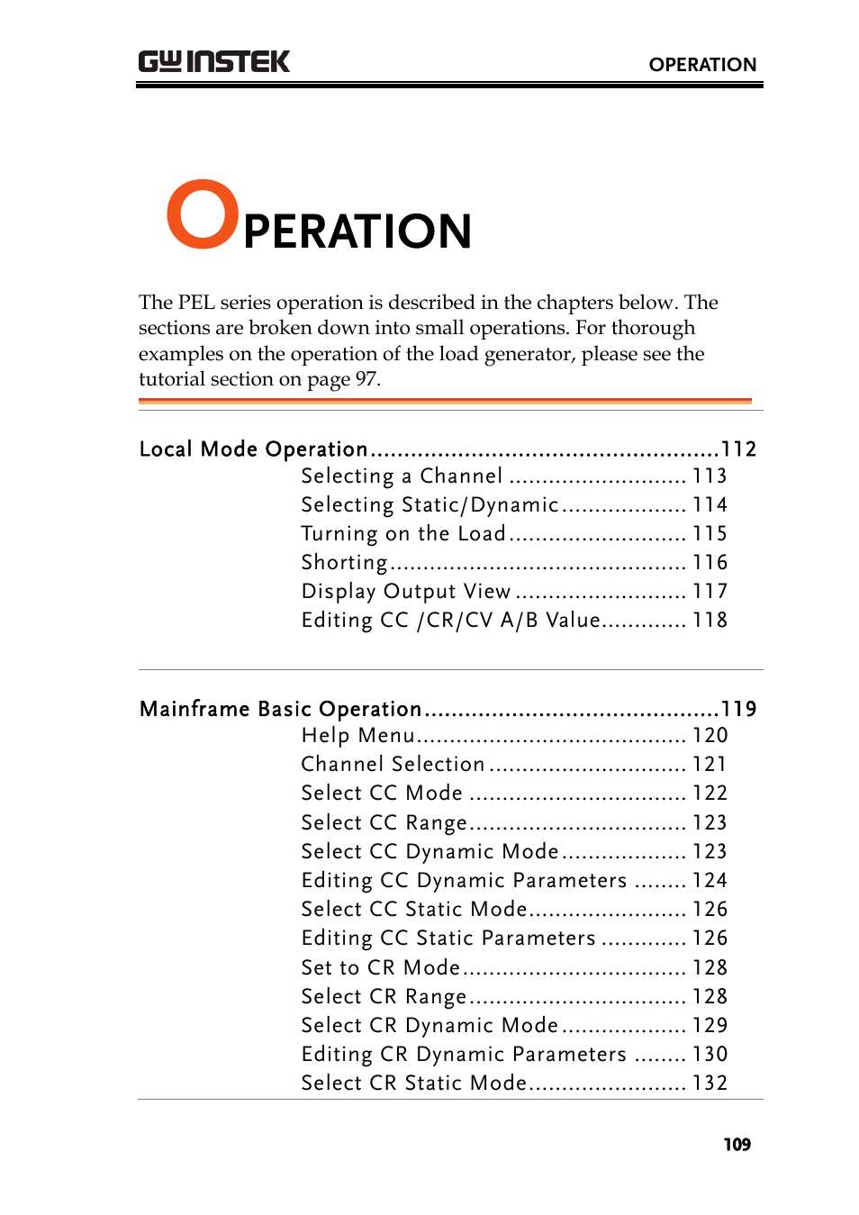 Peration | GW Instek PEL-2000 Series User Manual User Manual | Page 109 / 268