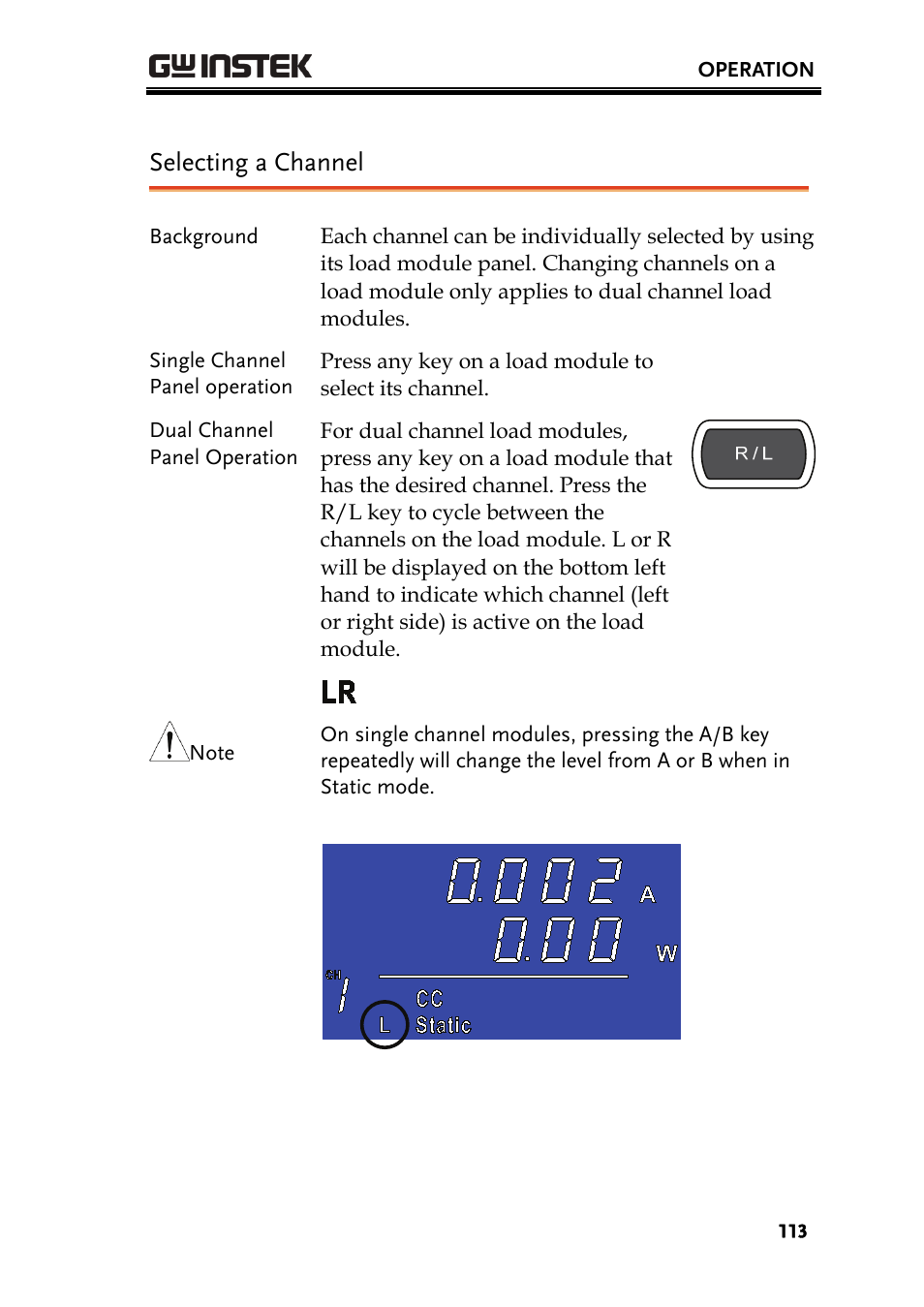 Selecting a channel | GW Instek PEL-2000 Series User Manual User Manual | Page 113 / 268