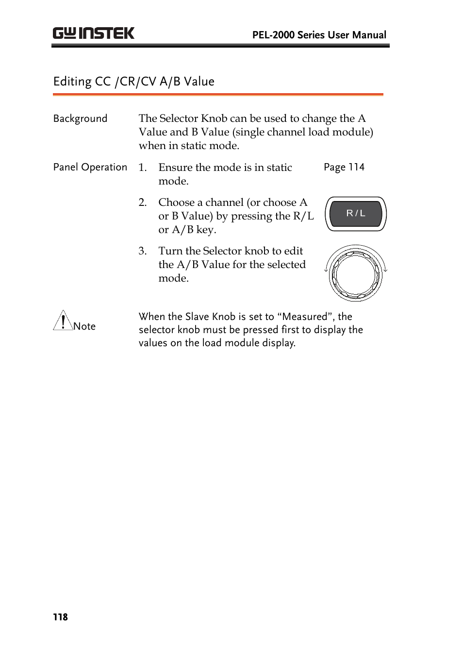 Editing cc /cr/cv a/b value | GW Instek PEL-2000 Series User Manual User Manual | Page 118 / 268