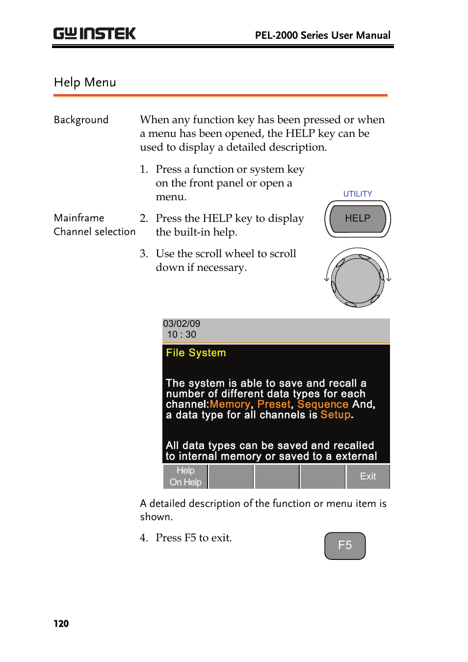 Help menu | GW Instek PEL-2000 Series User Manual User Manual | Page 120 / 268