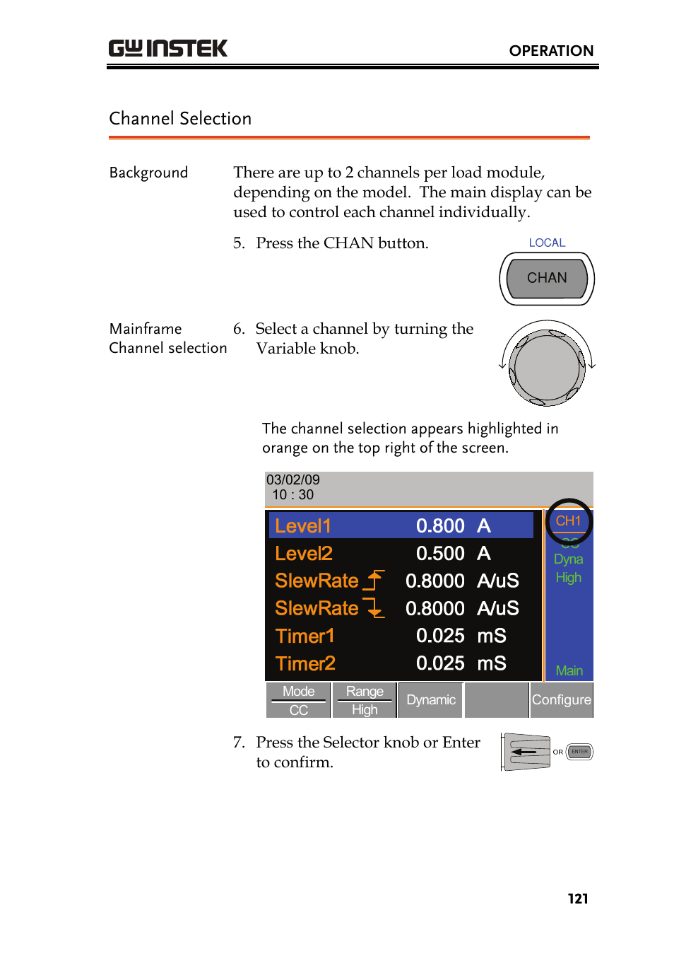 Channel selection | GW Instek PEL-2000 Series User Manual User Manual | Page 121 / 268