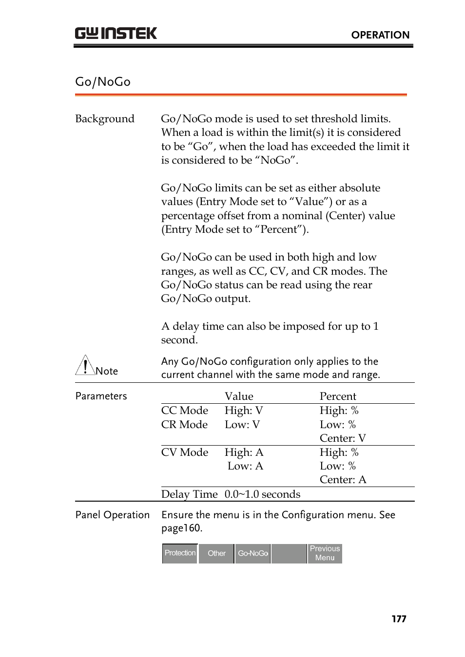 Go/nogo | GW Instek PEL-2000 Series User Manual User Manual | Page 177 / 268