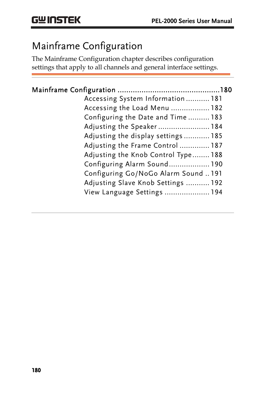 Mainframe configuration | GW Instek PEL-2000 Series User Manual User Manual | Page 180 / 268