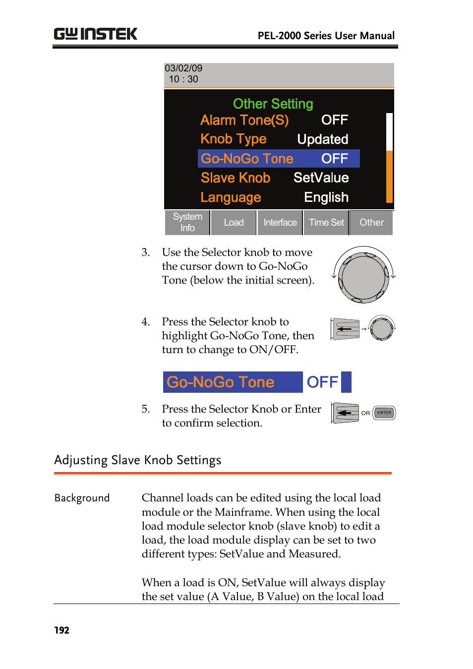 Adjusting slave knob settings | GW Instek PEL-2000 Series User Manual User Manual | Page 192 / 268