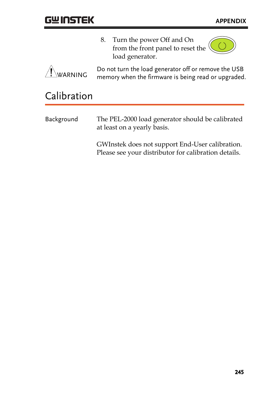 Calibration | GW Instek PEL-2000 Series User Manual User Manual | Page 245 / 268