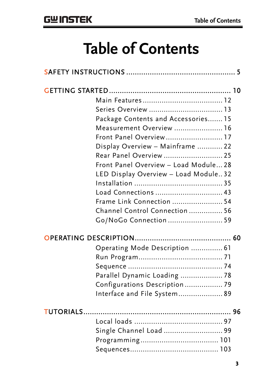 GW Instek PEL-2000 Series User Manual User Manual | Page 3 / 268