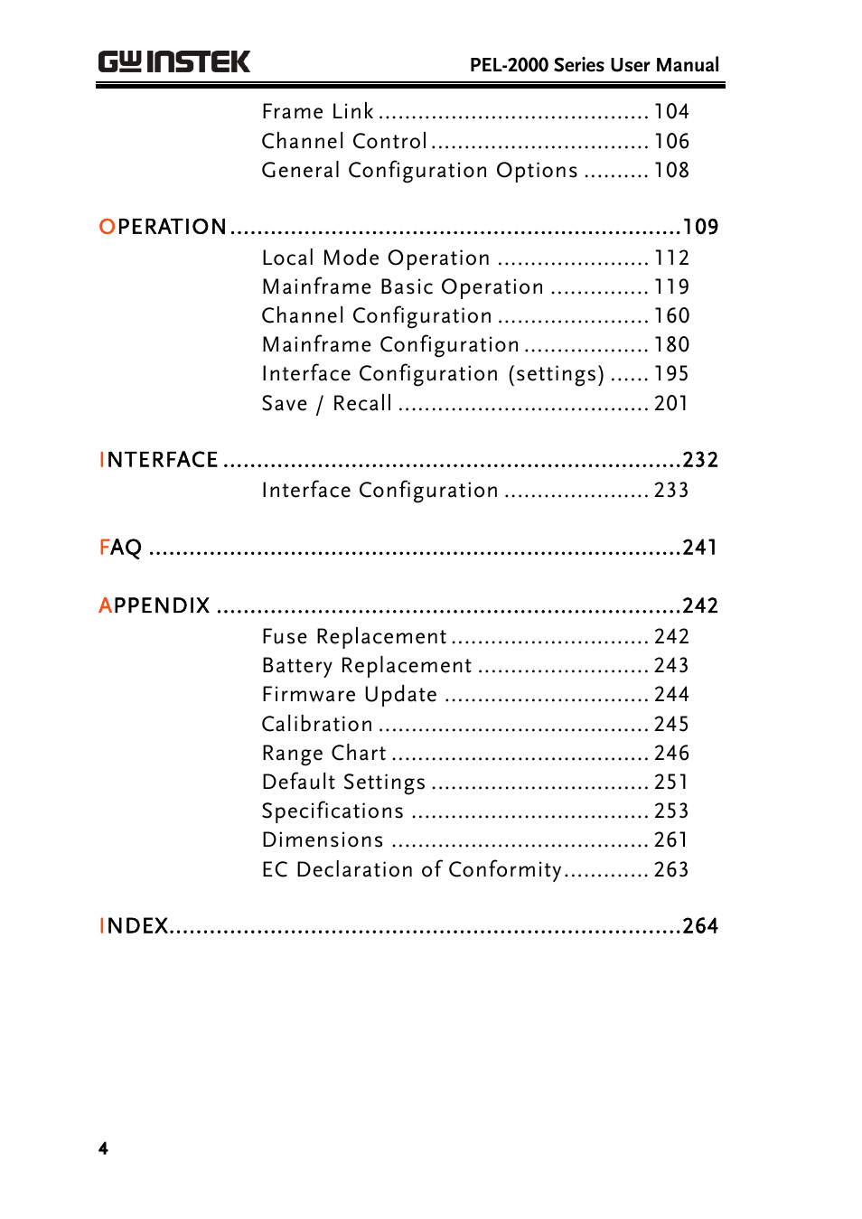 GW Instek PEL-2000 Series User Manual User Manual | Page 4 / 268