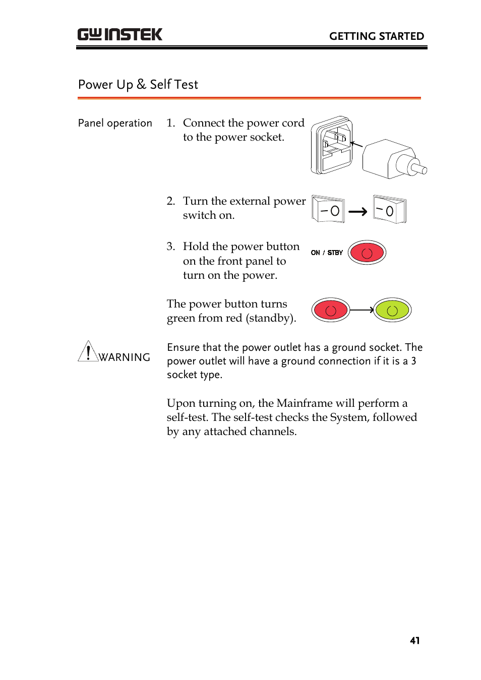 Power up & self test | GW Instek PEL-2000 Series User Manual User Manual | Page 41 / 268