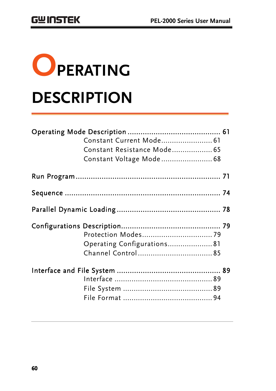 Perating description | GW Instek PEL-2000 Series User Manual User Manual | Page 60 / 268
