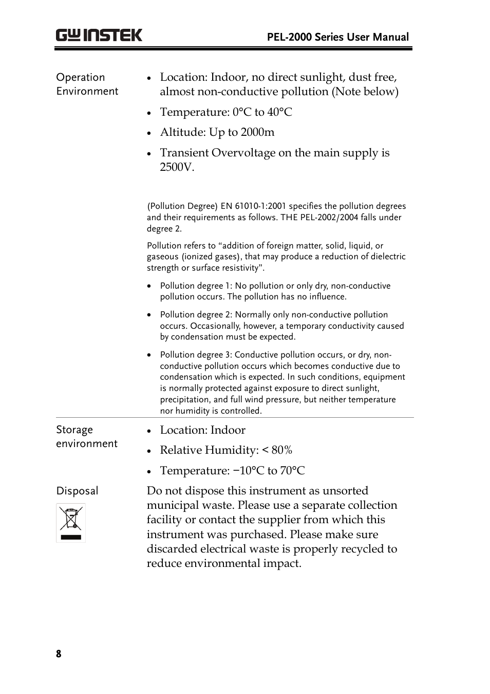 GW Instek PEL-2000 Series User Manual User Manual | Page 8 / 268