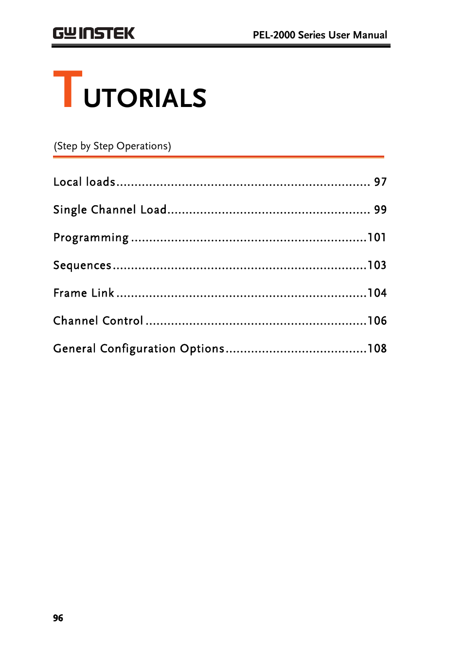 Utorials | GW Instek PEL-2000 Series User Manual User Manual | Page 96 / 268