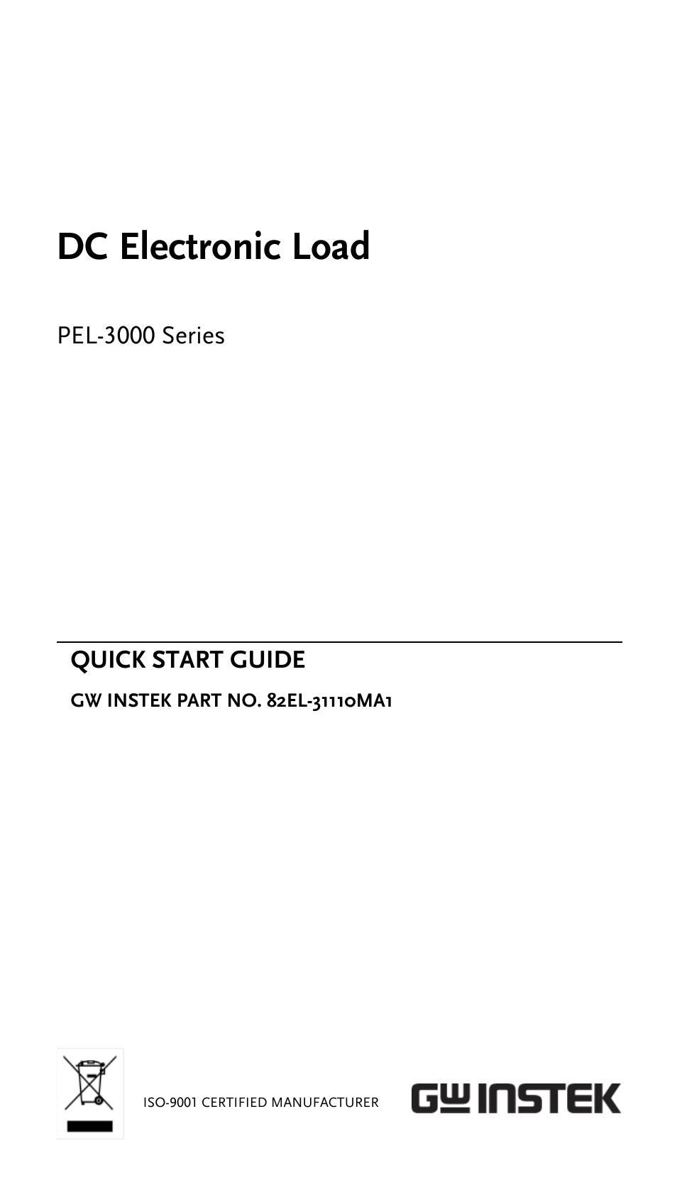 GW Instek PEL-3000 Series Quick Start Guide User Manual | 21 pages