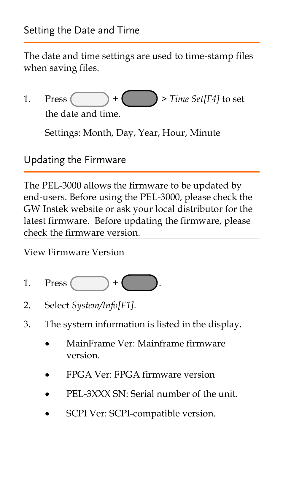Setting the date and time, Updating the firmware | GW Instek PEL-3000 Series Quick Start Guide User Manual | Page 13 / 21
