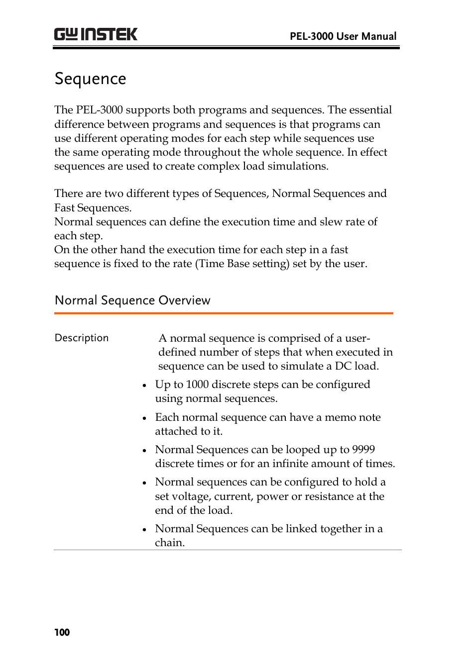 Sequence, Normal sequence overview | GW Instek PEL-3000 Series User Manual User Manual | Page 102 / 215