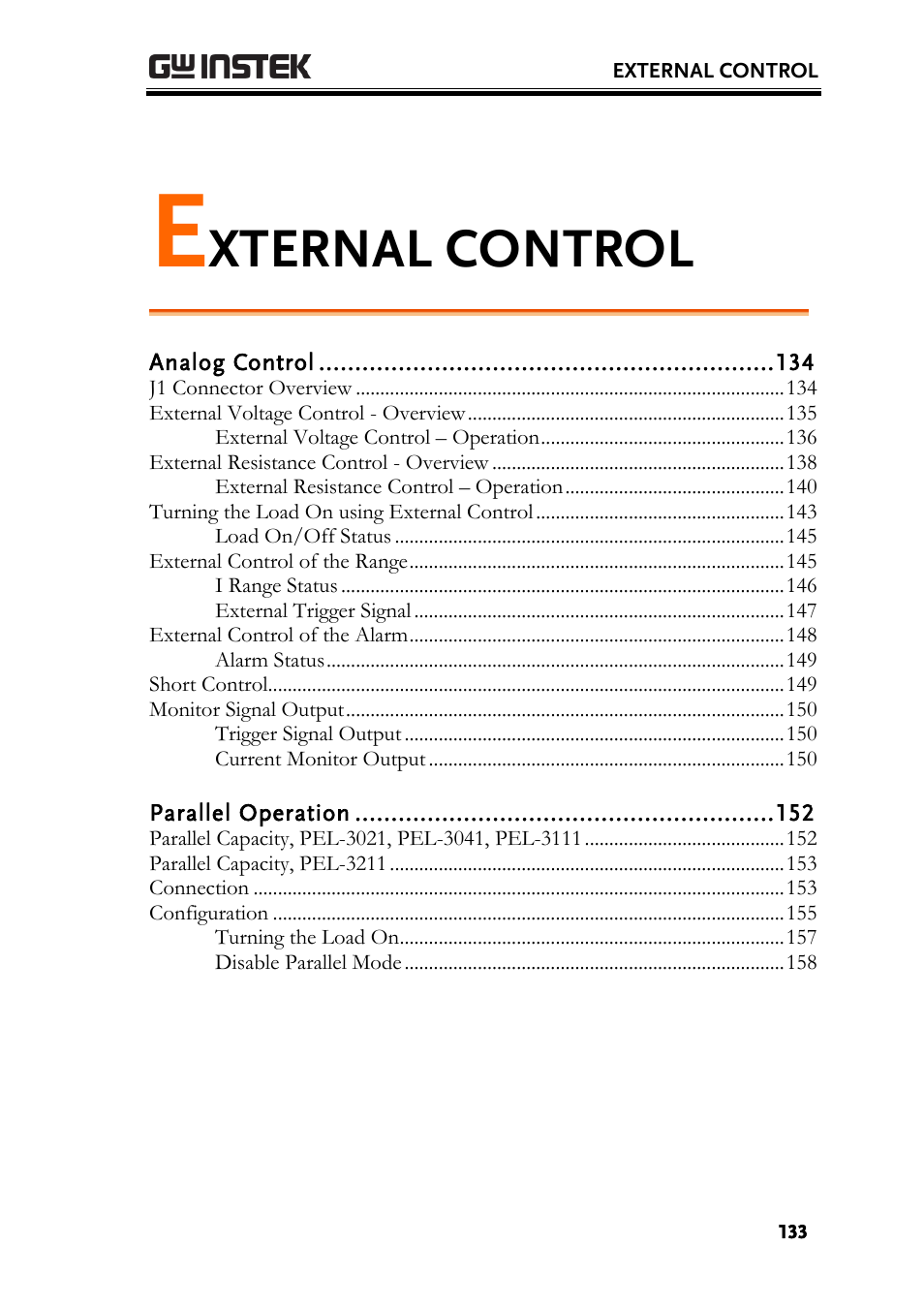 Xternal control | GW Instek PEL-3000 Series User Manual User Manual | Page 135 / 215