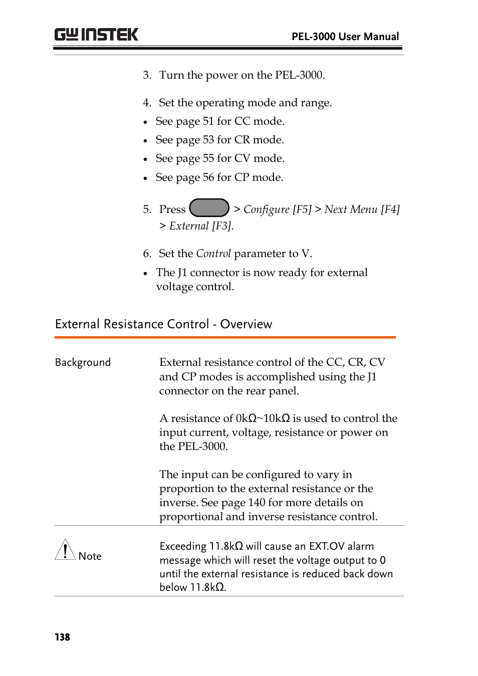 External resistance control - overview | GW Instek PEL-3000 Series User Manual User Manual | Page 140 / 215