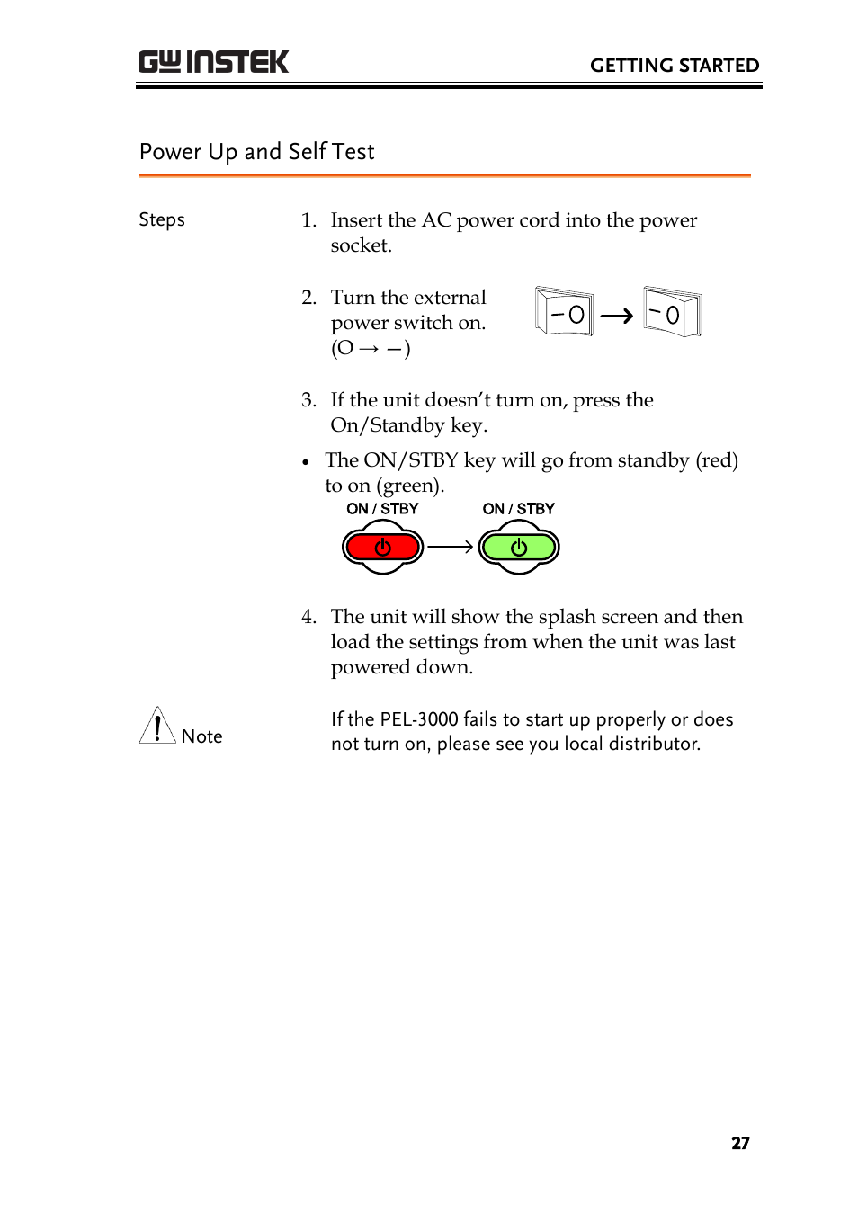 Power up and self test | GW Instek PEL-3000 Series User Manual User Manual | Page 29 / 215