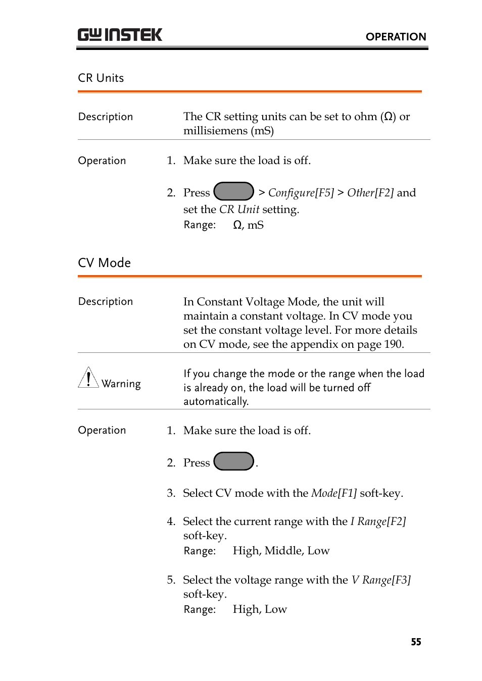 Cv mode | GW Instek PEL-3000 Series User Manual User Manual | Page 57 / 215