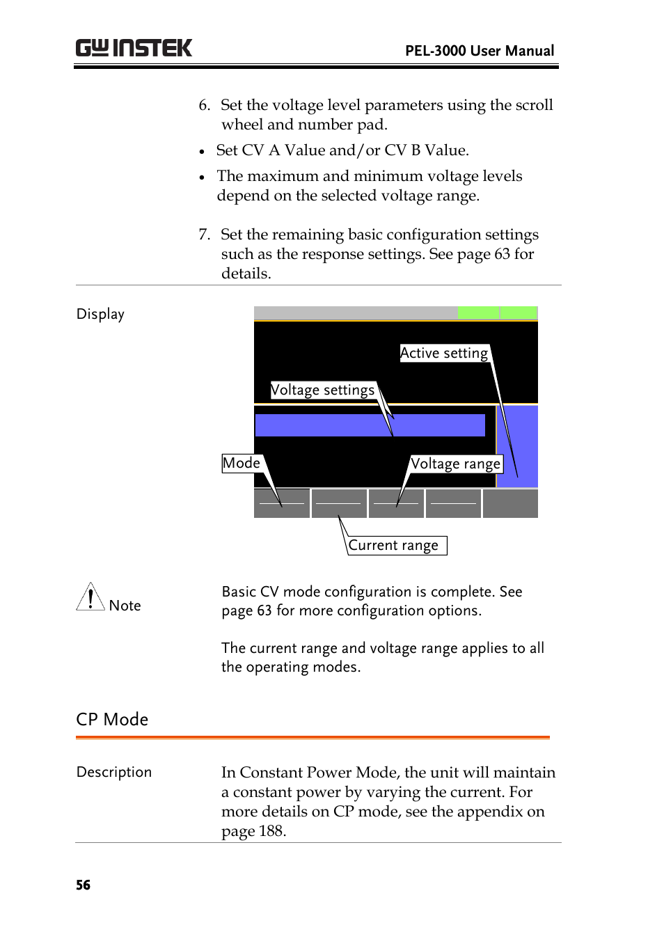 Cp mode | GW Instek PEL-3000 Series User Manual User Manual | Page 58 / 215