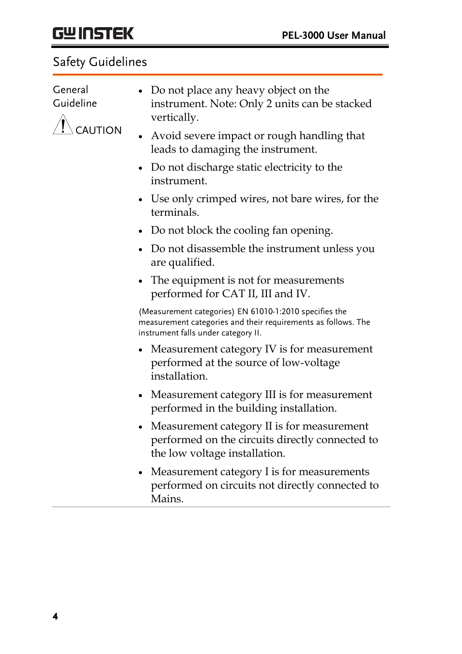 Safety guidelines | GW Instek PEL-3000 Series User Manual User Manual | Page 6 / 215