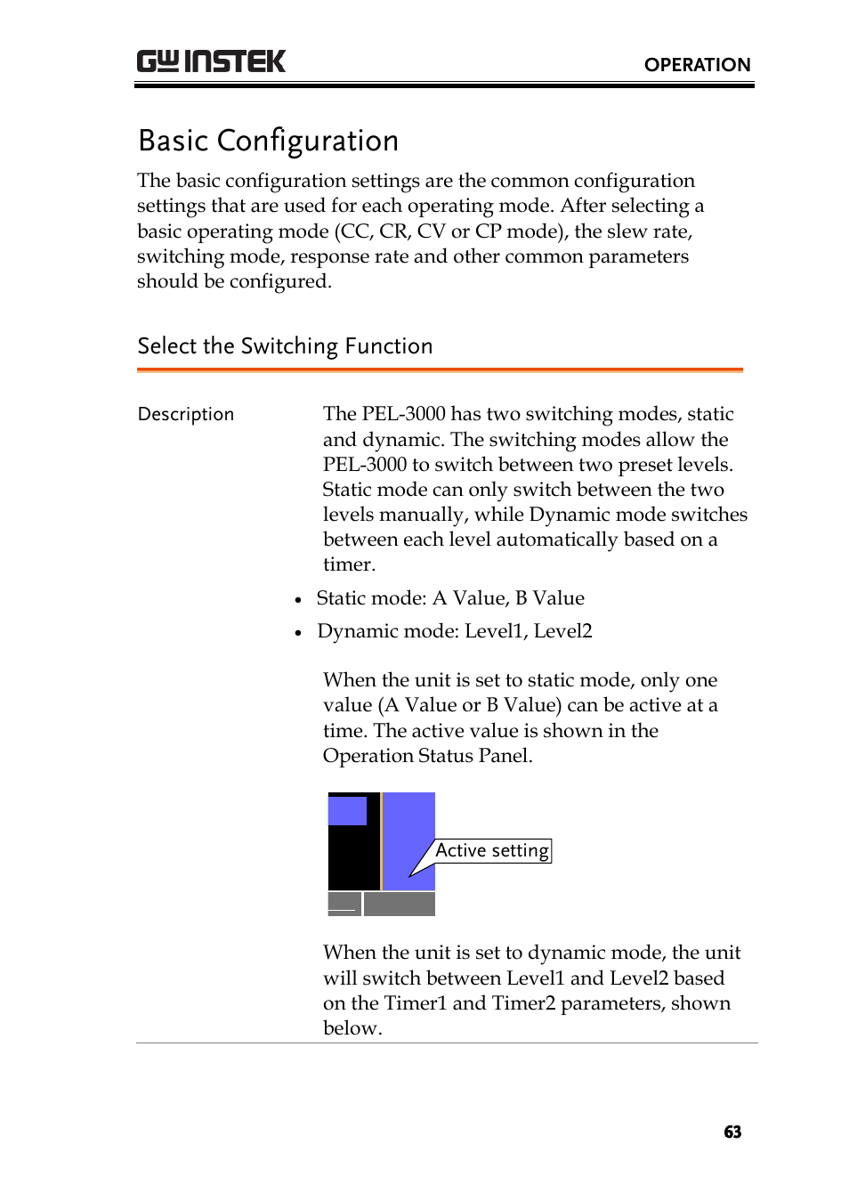 Basic configuration, Select the switching function | GW Instek PEL-3000 Series User Manual User Manual | Page 65 / 215