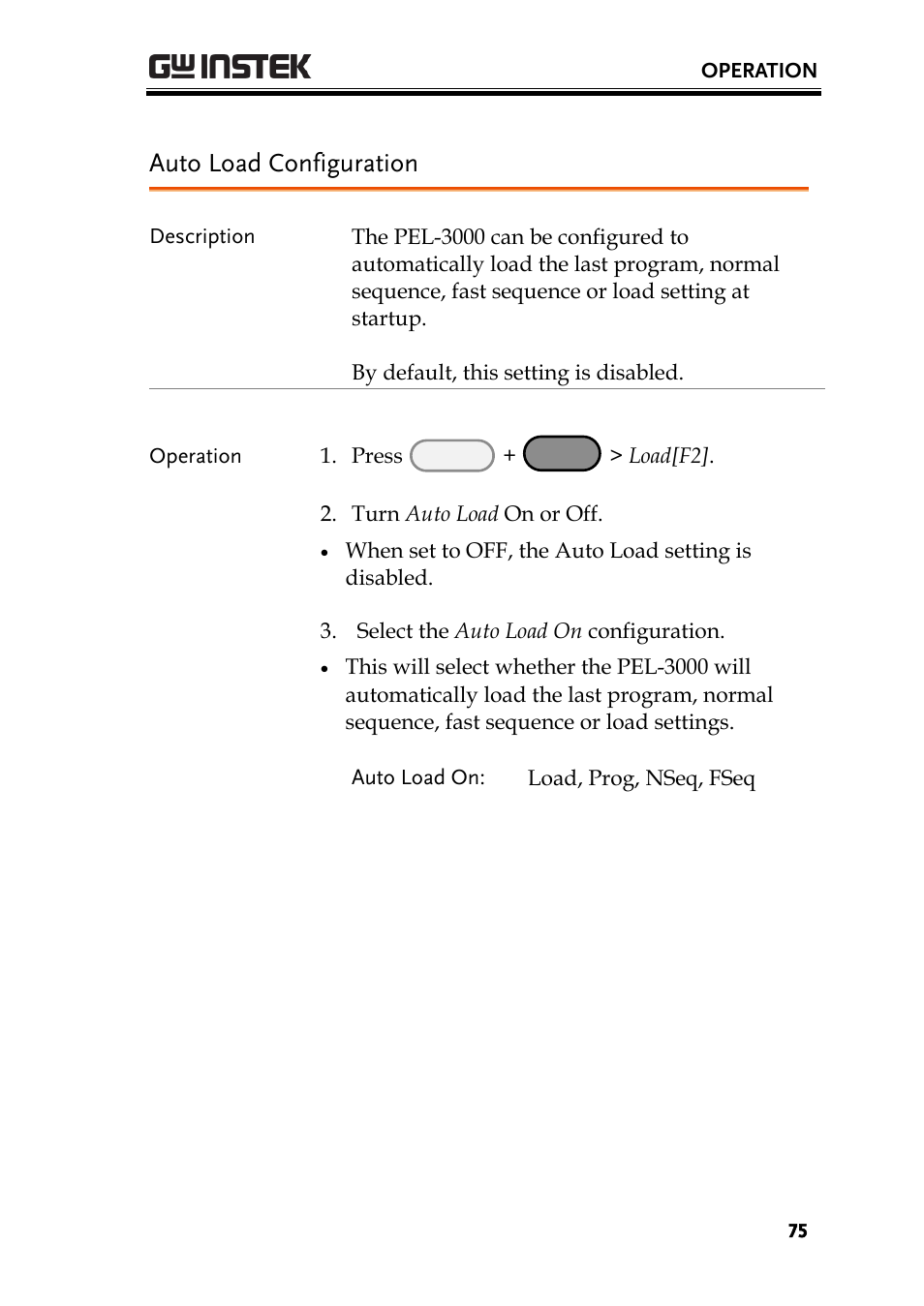 Auto load configuration | GW Instek PEL-3000 Series User Manual User Manual | Page 77 / 215