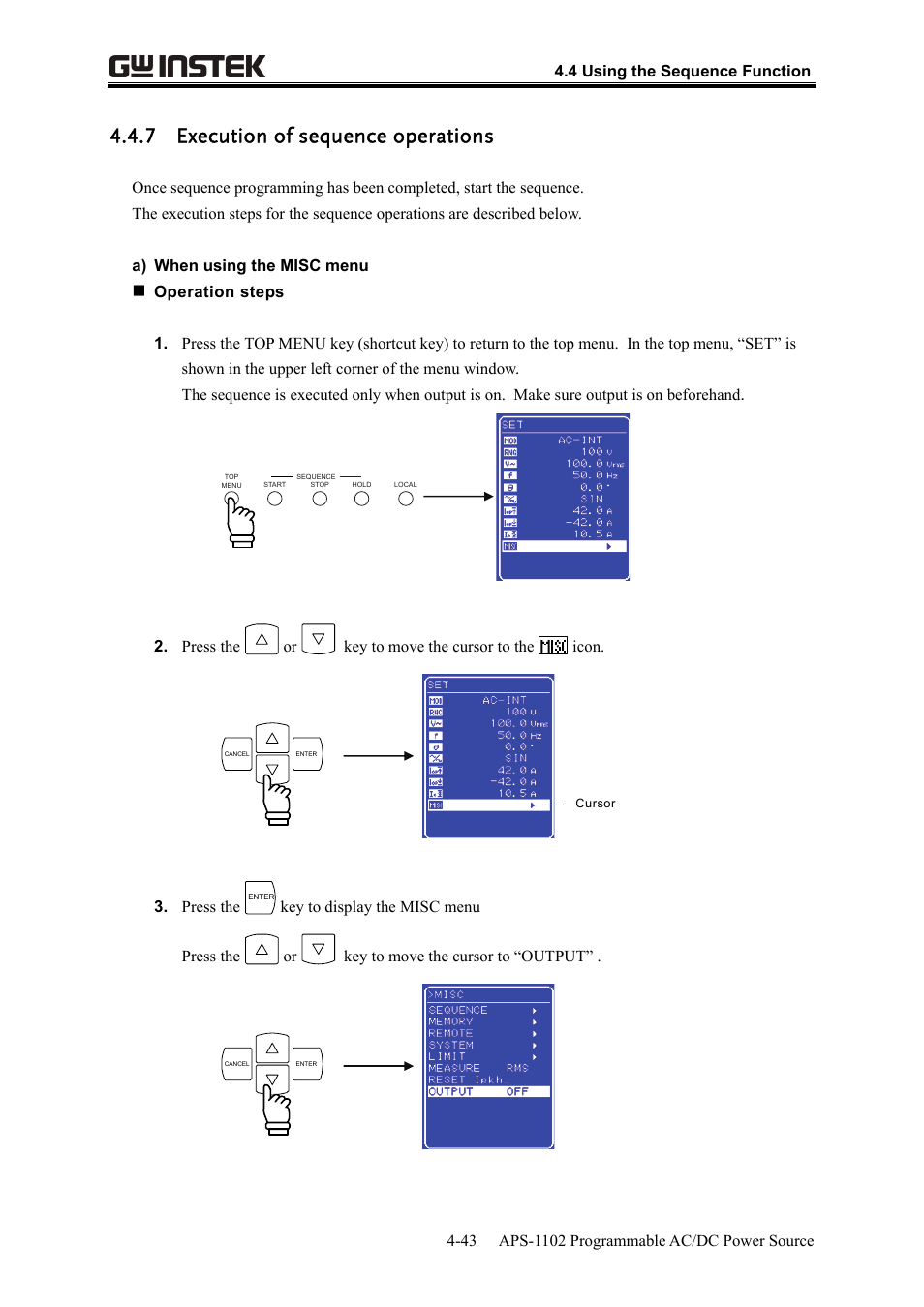 7 execution of sequence operations | GW Instek APS-1102 User Manual User Manual | Page 107 / 265