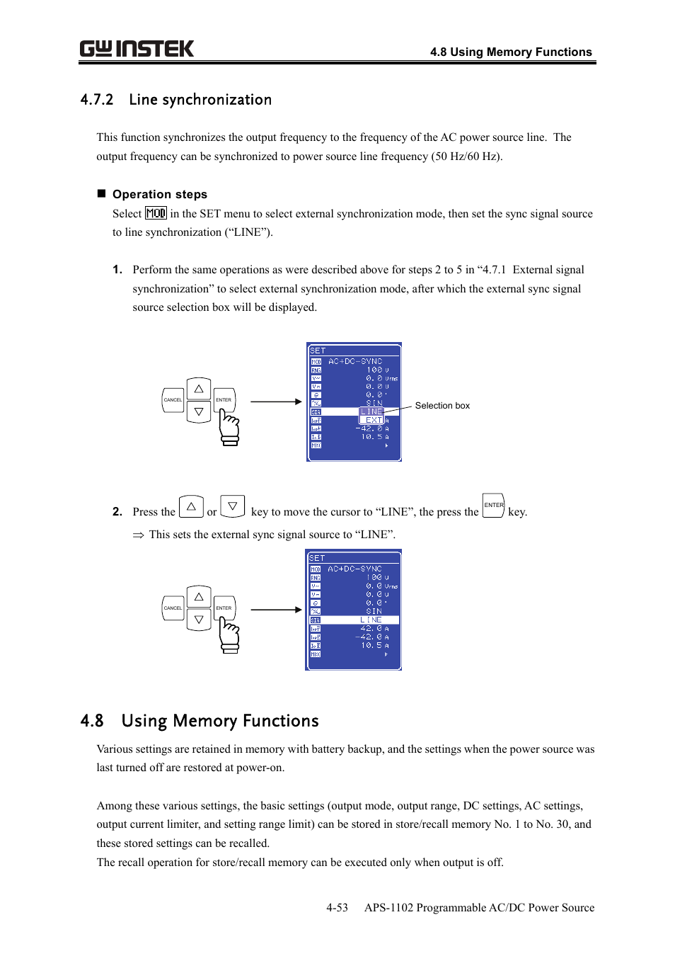 2 line synchronization | GW Instek APS-1102 User Manual User Manual | Page 117 / 265