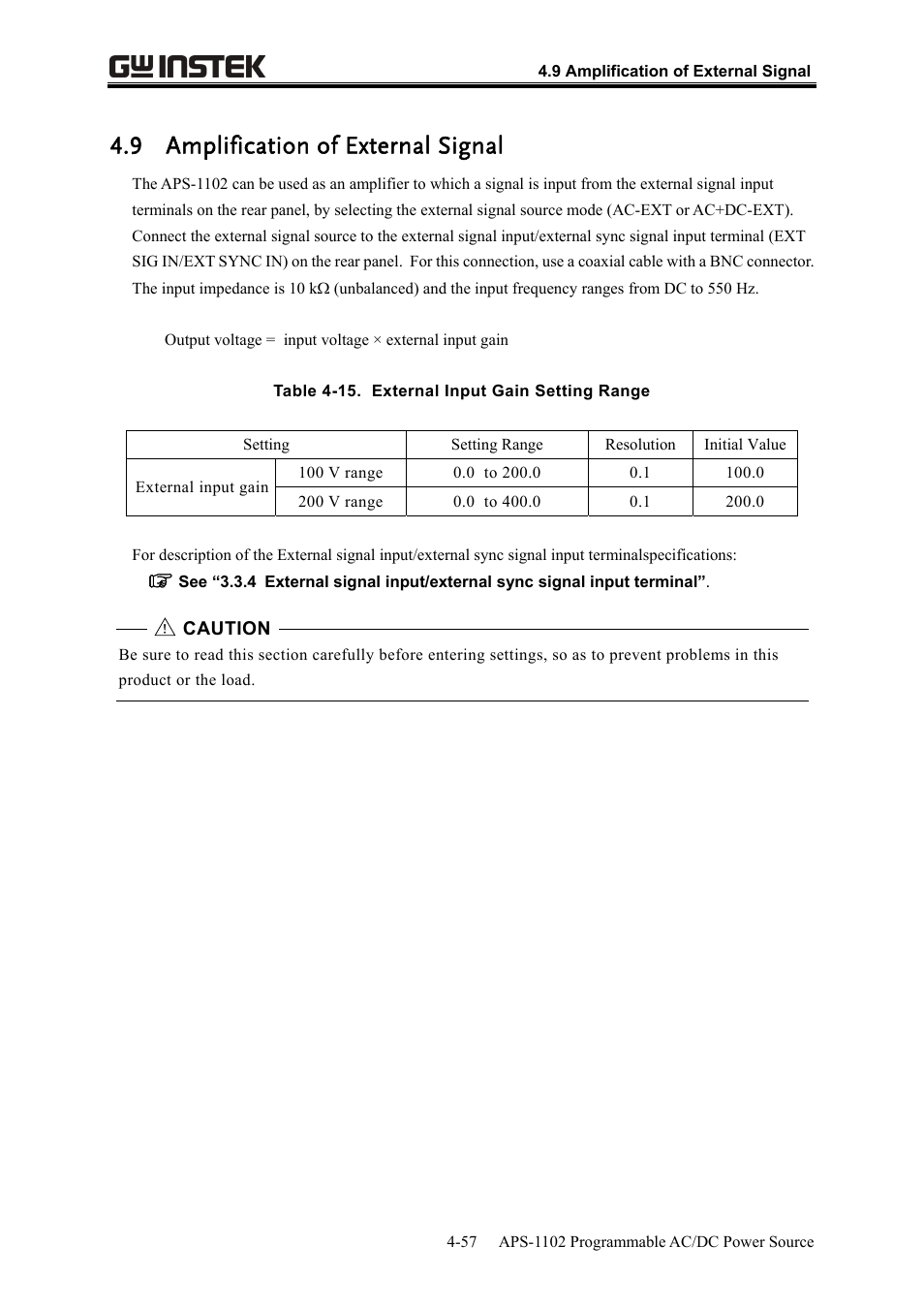 9 amplification of external signal | GW Instek APS-1102 User Manual User Manual | Page 121 / 265