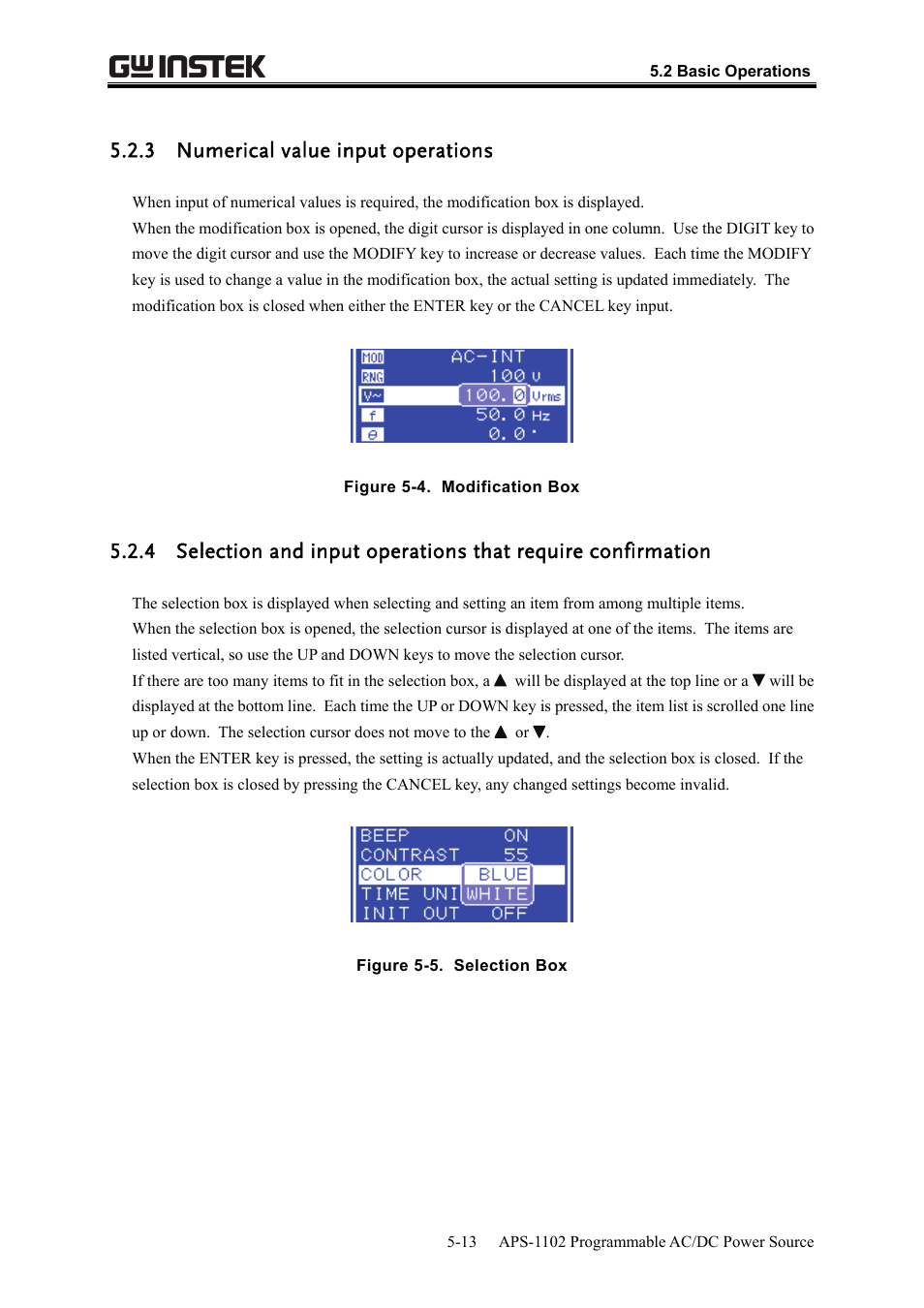 3 numerical value input operations | GW Instek APS-1102 User Manual User Manual | Page 139 / 265