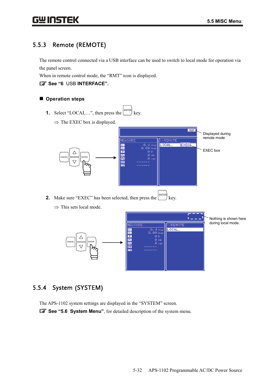 3 remote (remote), 4 system (system) | GW Instek APS-1102 User Manual User Manual | Page 158 / 265