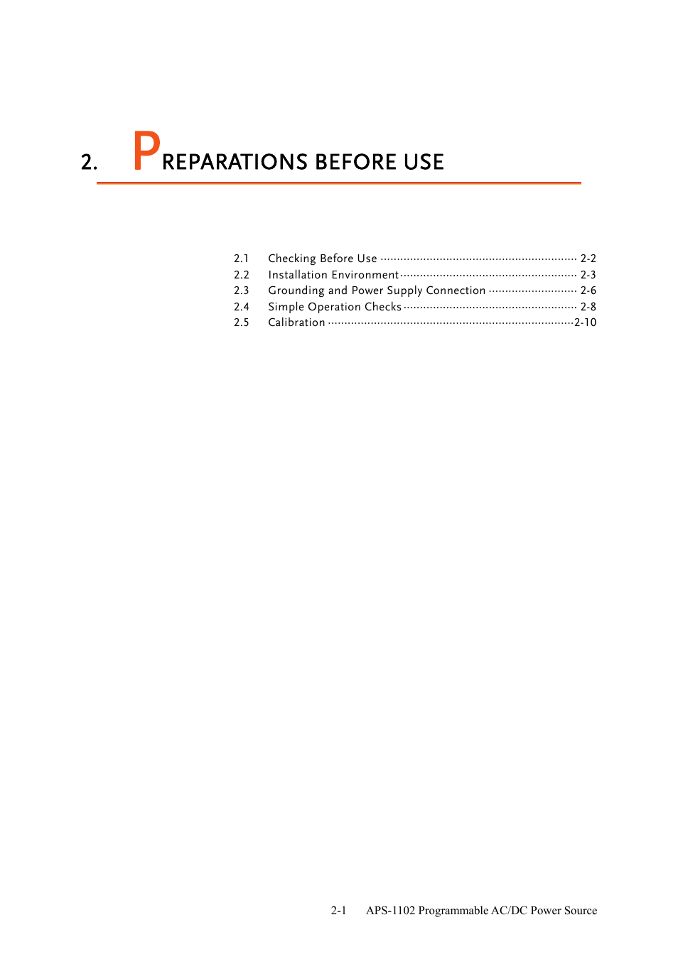 Reparations before use | GW Instek APS-1102 User Manual User Manual | Page 21 / 265