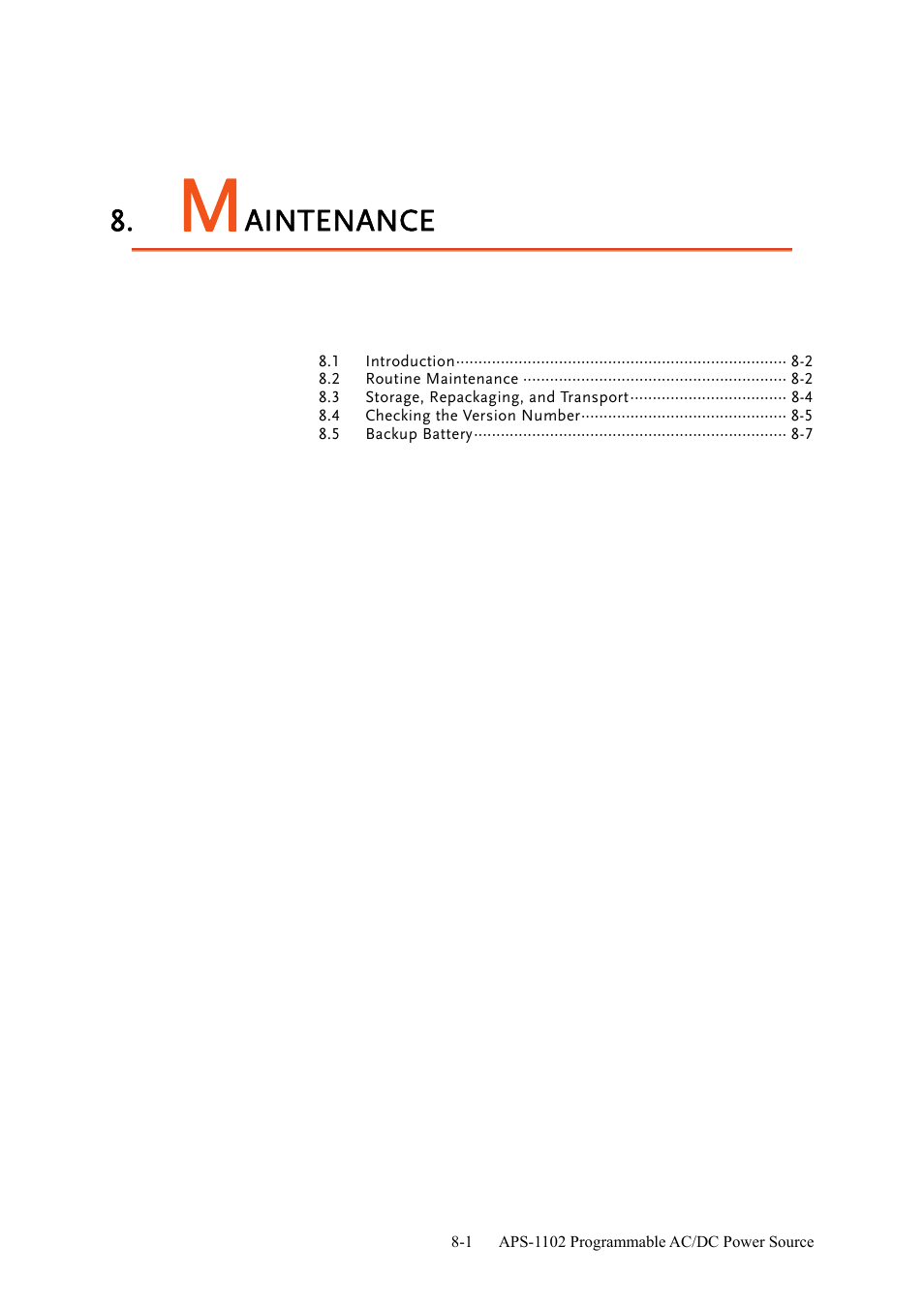 Aintenance | GW Instek APS-1102 User Manual User Manual | Page 241 / 265