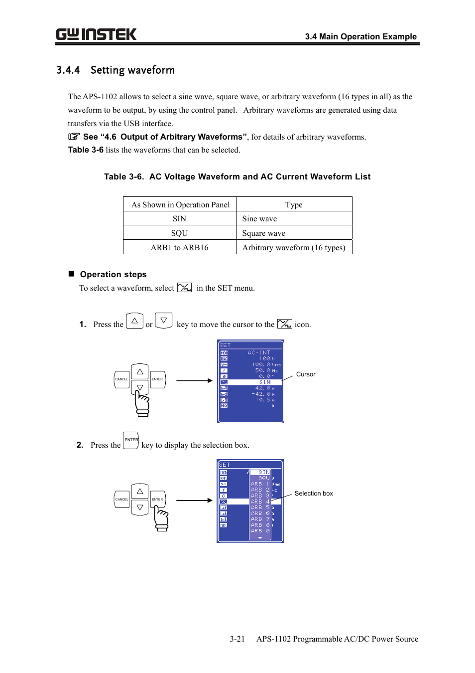 4 setting waveform | GW Instek APS-1102 User Manual User Manual | Page 51 / 265