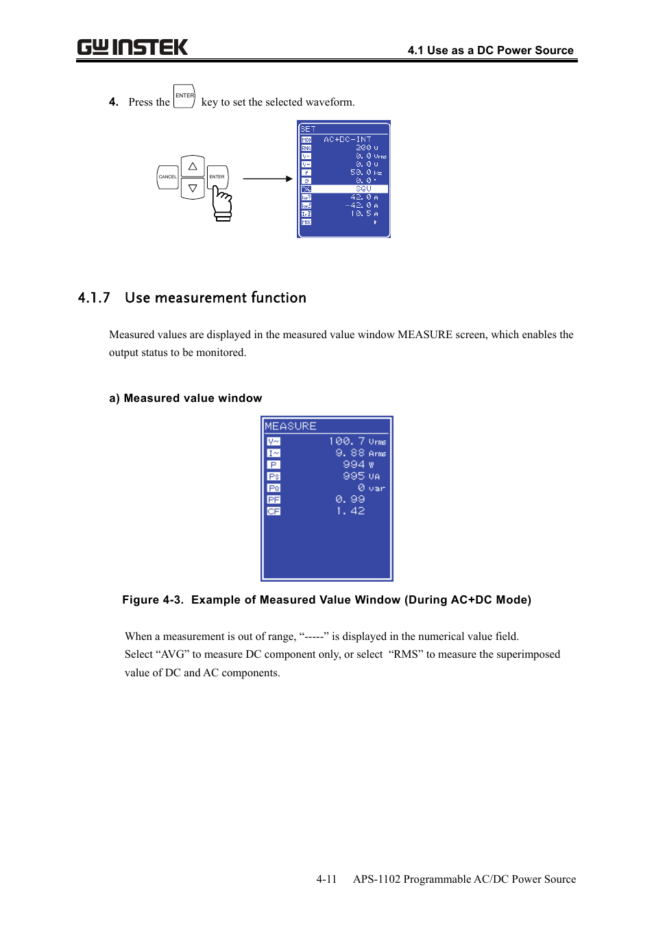 7 use measurement function | GW Instek APS-1102 User Manual User Manual | Page 75 / 265