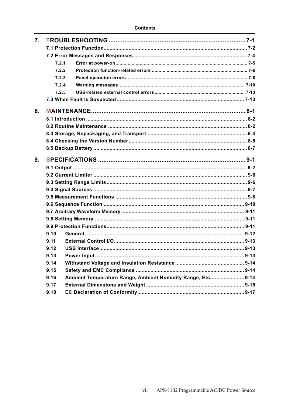 GW Instek APS-1102 User Manual User Manual | Page 9 / 265