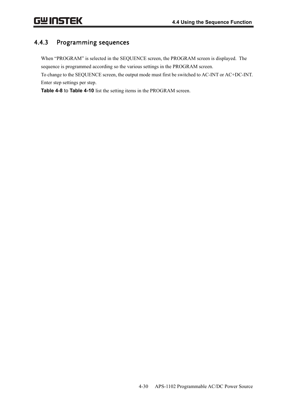 3 programming sequences | GW Instek APS-1102 User Manual User Manual | Page 94 / 265