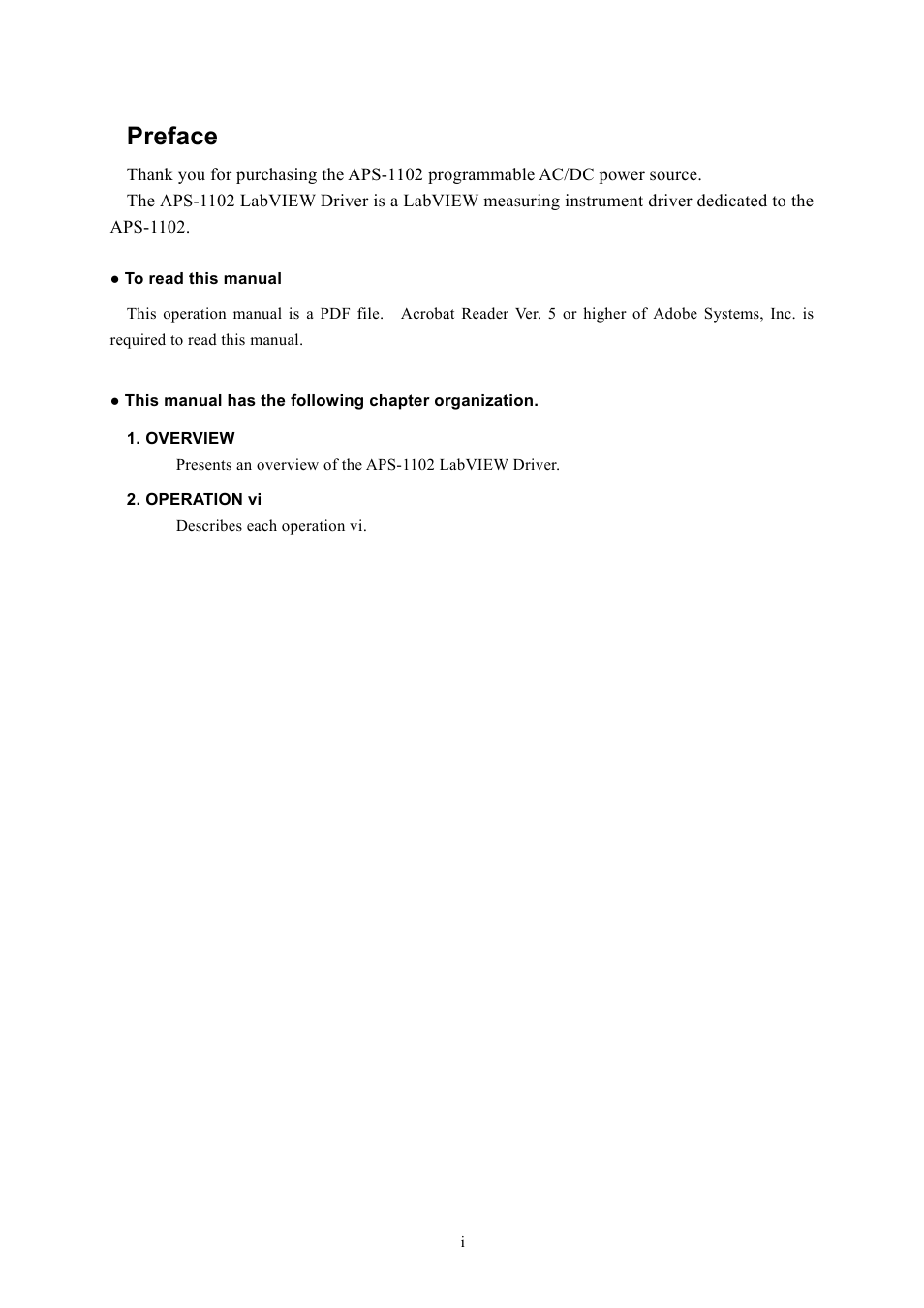 Preface | GW Instek APS-1102 LabVIEW Driver User Manual User Manual | Page 3 / 38