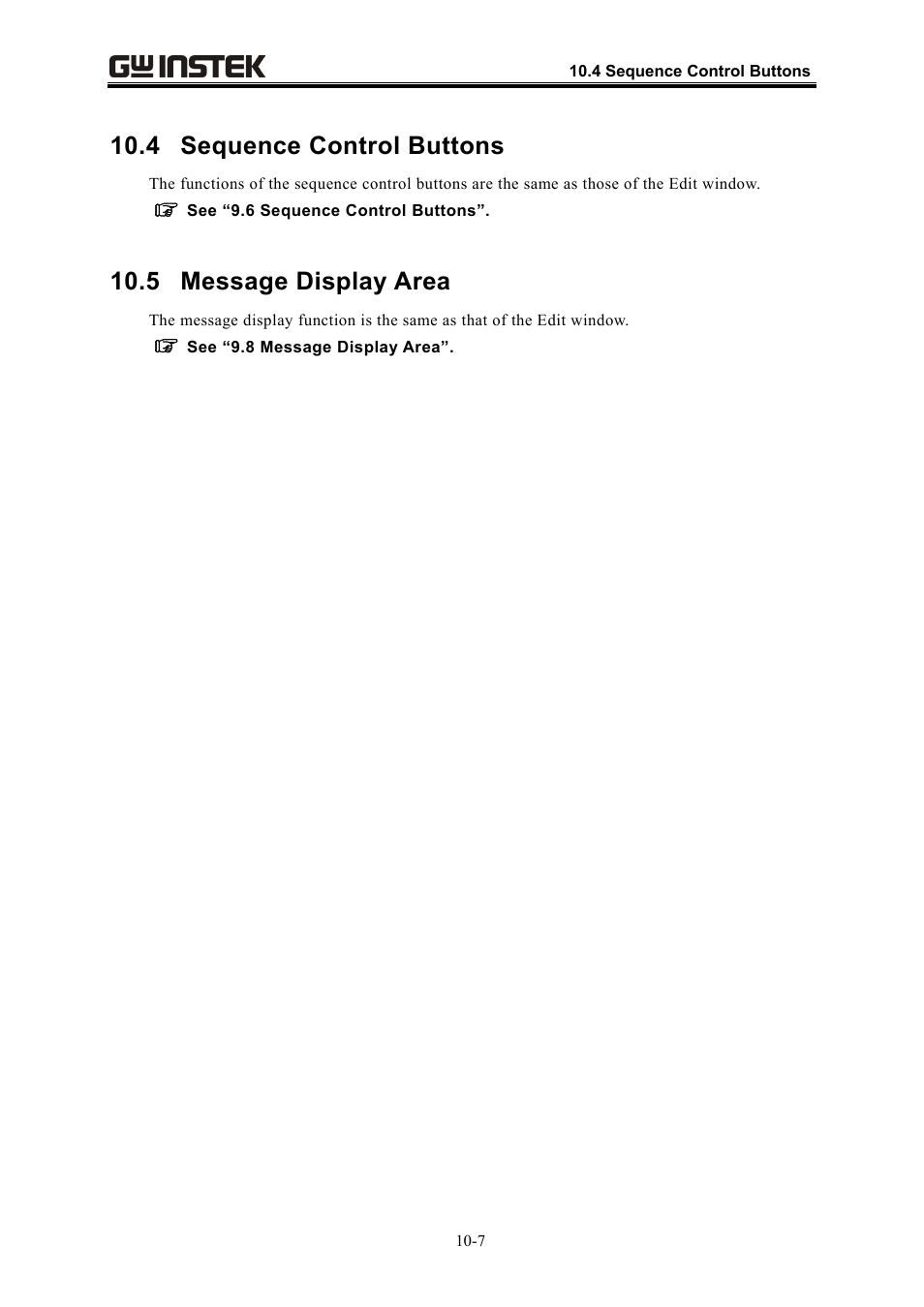 4 sequence control buttons, 5 message display area | GW Instek APS-1102 Control Software User Manual User Manual | Page 113 / 134