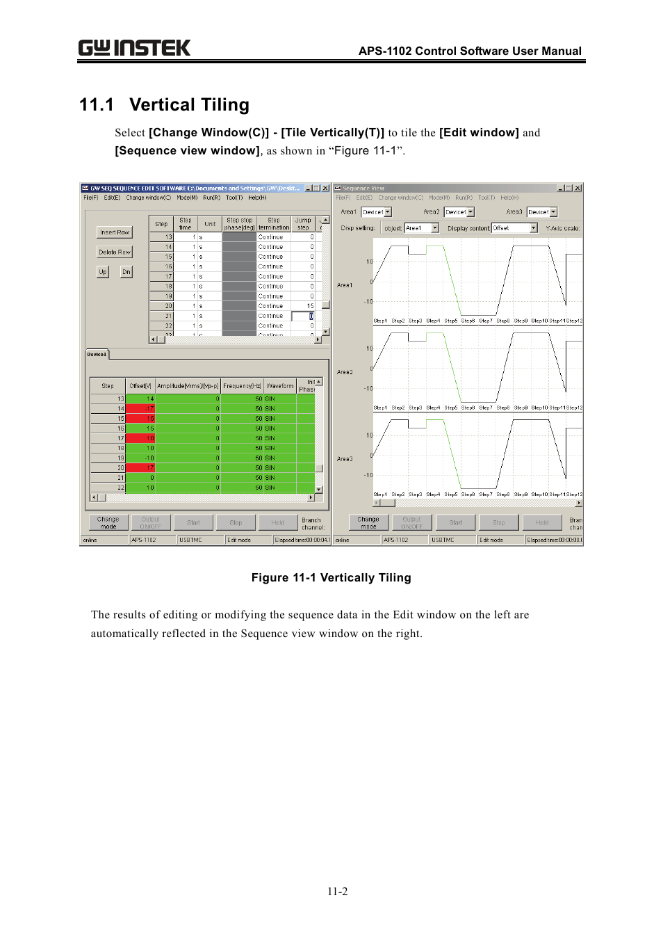 1 vertical tiling | GW Instek APS-1102 Control Software User Manual User Manual | Page 116 / 134