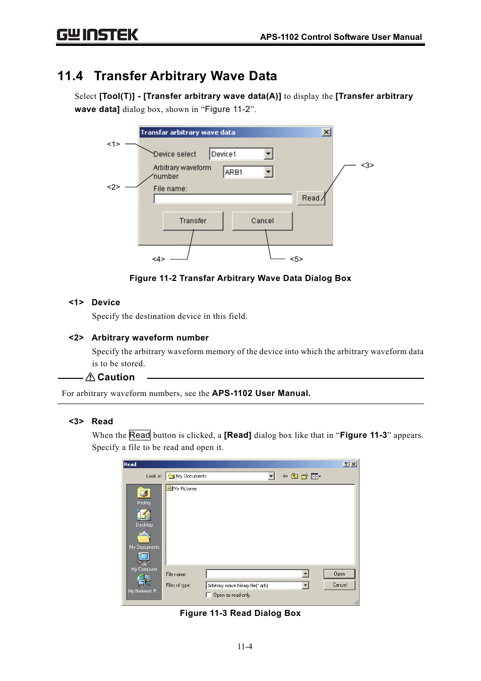 4 transfer arbitrary wave data | GW Instek APS-1102 Control Software User Manual User Manual | Page 118 / 134