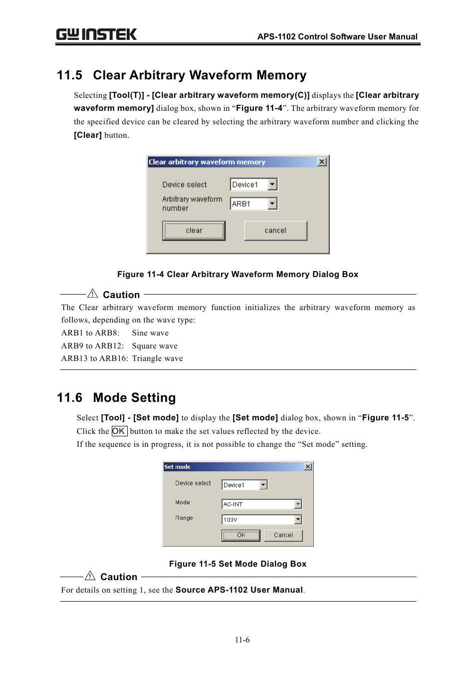 6 mode setting | GW Instek APS-1102 Control Software User Manual User Manual | Page 120 / 134